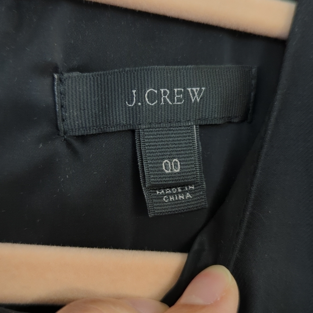 J Crew Wool Sheath Ruffle Dress Black Sz 00 Round Neckline Back Zip Lined - Picture 8 of 11